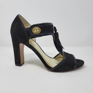 Coach Tristen Black Suede Tassel Pumps Heels Shoes 8.5B